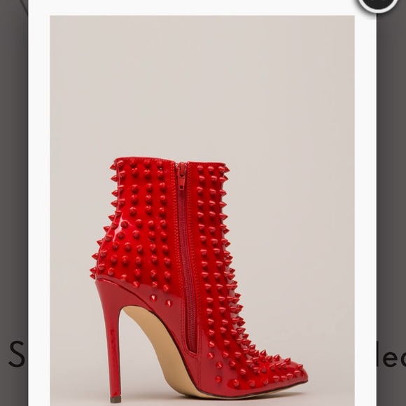 Size 10 Available. Red Studded Booties. - Picture 4 of 8